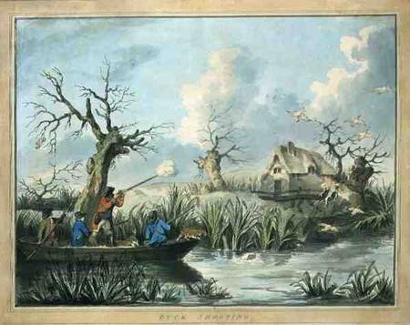 Duck Shooting, etched by Thomas Rowlandson (1756-1827), pub. by J. Harris de George Morland
