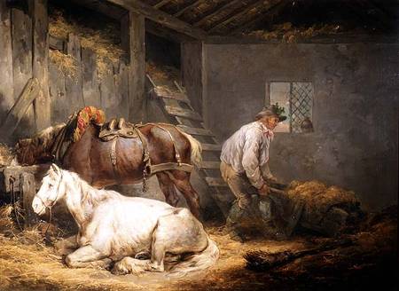 Horses in a stable de George Morland