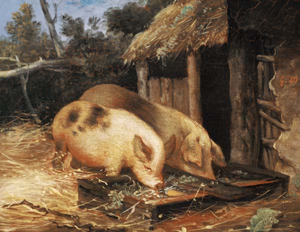 Pigs at a Trough de George Morland