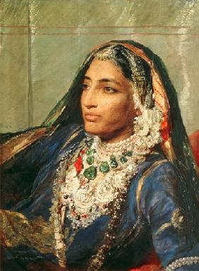 Portrait of Rani Jindan Singh, In An Indian Sari