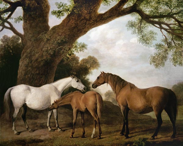 Two Shafto Mares and a Foal de George Stubbs