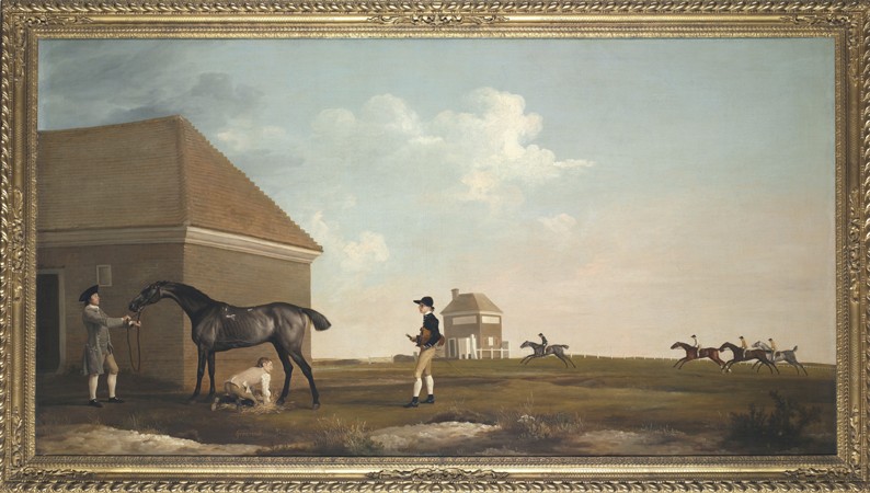 Gimcrack on Newmarket Heath, with a Trainer, a Stable-Lad, and a Jockey de George Stubbs