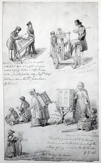 Musicians on the streets of London, 1841-43 de George the Elder Scharf