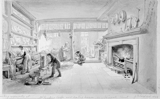 The Kitchen of Mr. Sander''s Coffee and Eating House, Newgate Street de George the Elder Scharf