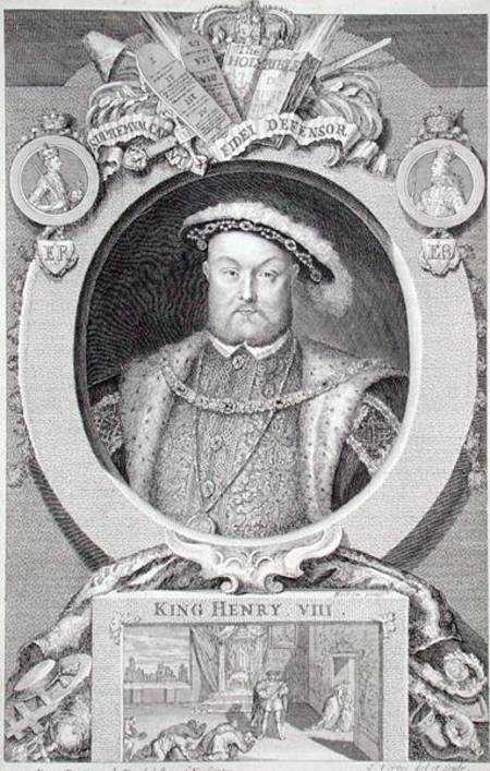 Henry VIII (1491-1547), after a painting in the Royal Gallery at Kensington de George Vertue