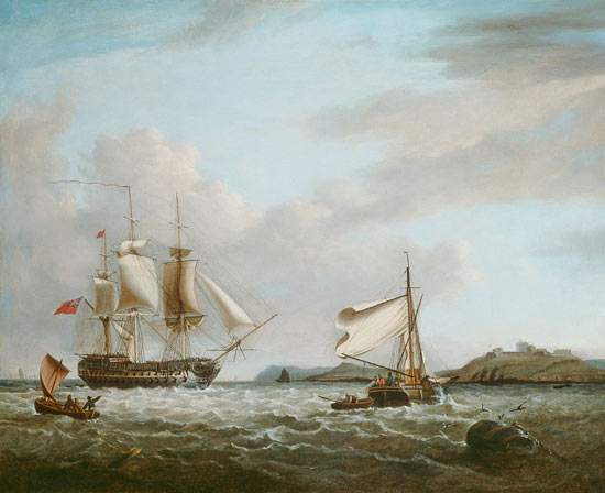 An English Man-of-War off Pendennnis Castle Falmouth 1801 de George Webster