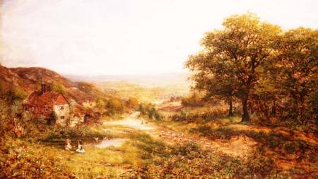 Landscape with Children by a Pond de George William Mote