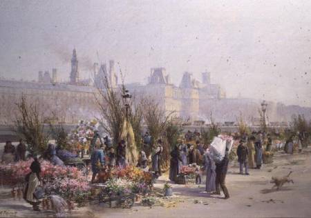 Flower Market by the Seine de Georges Fraipont