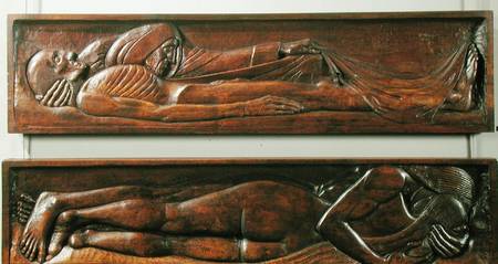 Death, wooden bed panel de Georges Lacombe