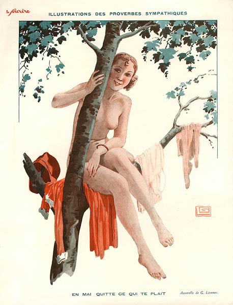 En mai quitte ce qui te plait, illustration from ''Le Sourire'', 1920s (colour litho)  de Georges Leonnec