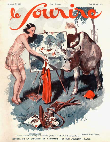Front cover of ''Le Sourire'', 1929 (colour litho)  de Georges Leonnec
