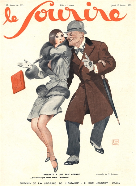Front cover of ''Le Sourire'', January 1930 (colour litho)  de Georges Leonnec
