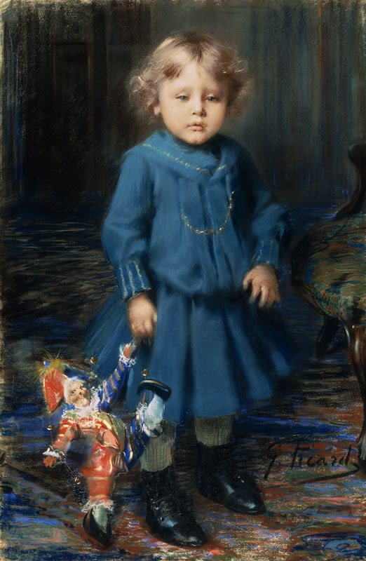 Porträt eines Kindes mit seiner Puppe. de Georges Picard
