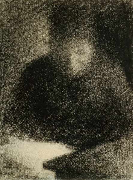 Seurat / Woman reading / Chalk Drawing de Georges Seurat
