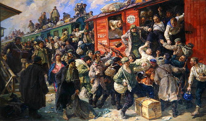 Spontaneous Release of the Tsarist Armed Forces in 1917, 1928 (oil on canvas) de Georgiy Konstantinovich Savitsky