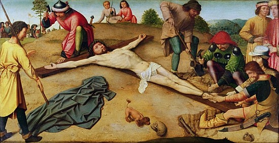 Christ Nailed to the Cross, 1481 (oil on oak) de Gerard David