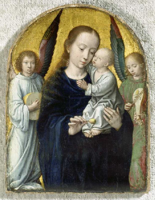 Maria with the child between angels playing instru de Gerard David