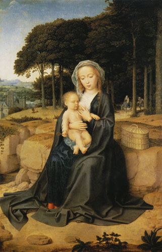 María con el niño descansando durante la huída de Egipto de Gerard David