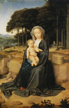 María con el niño descansando durante la huída de Egipto