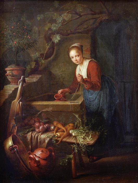 Gerard Dou / Kitchen Maid by the well de Gerard Dou