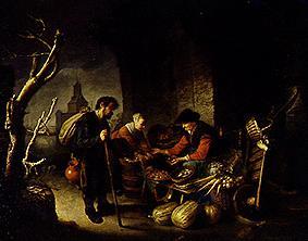 The herring seller and the beggar de Gerard Dou