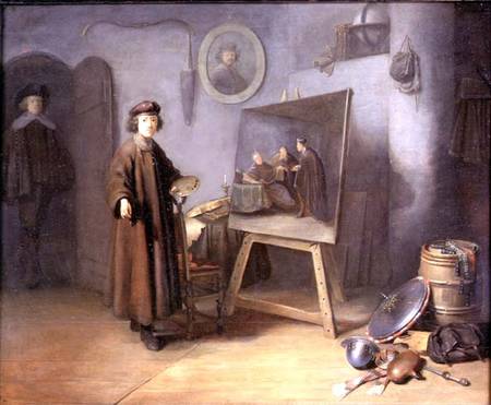 A Painter in his Studio (panel) de Gerard Dou
