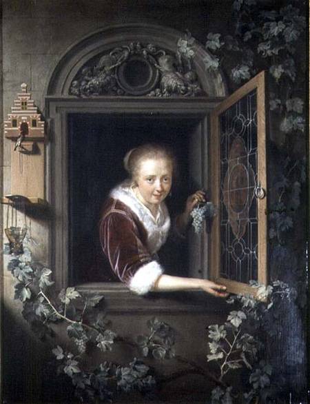 Young girl at the window de Gerard Dou