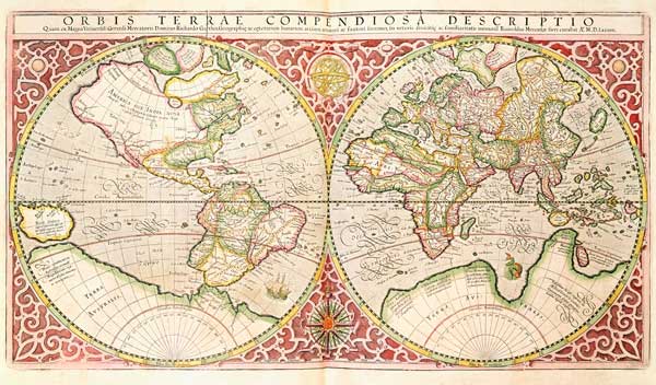 Double Hemisphere World Map de Gerard Mercator