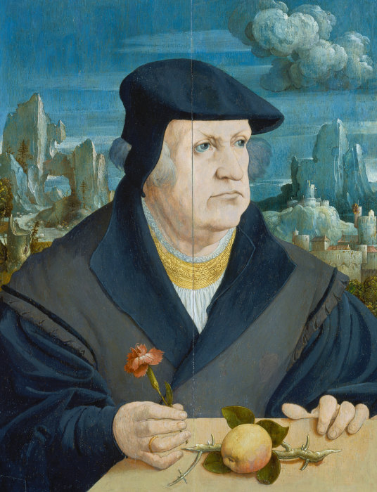 Portrait of a Man in a Landscape holding a Carnation de Gerlach Flicke