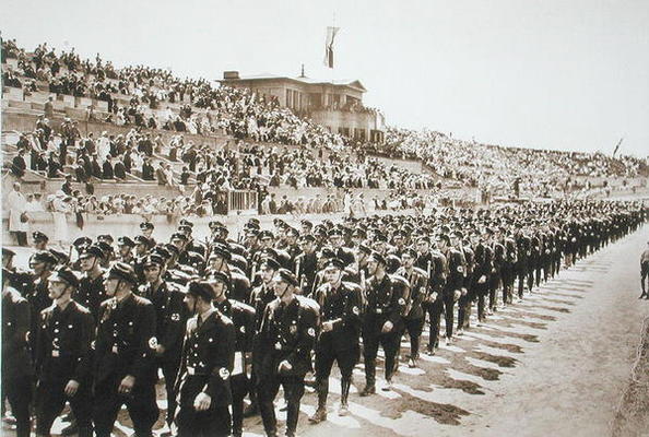 Parade of newly formed SS in the Deutsches Stade, Nuremberg, 11th-13th August, 1933, from 'Deutsche de German Photographer, (20th century)