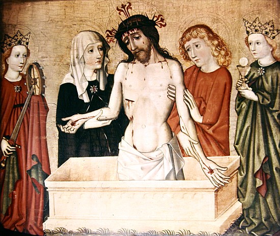 Christ at the sepulchre, supported his Mother and Saint John de German School