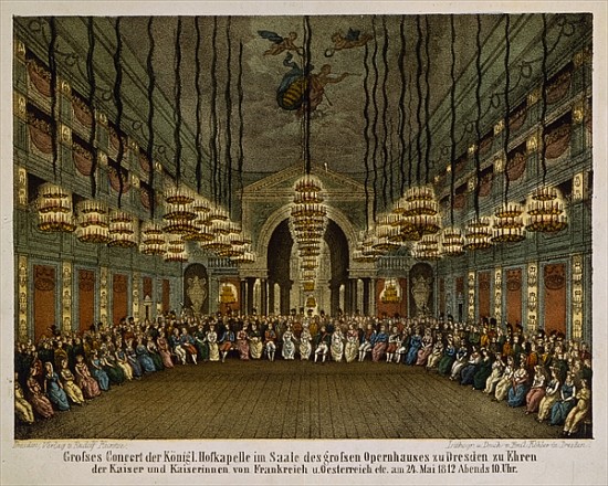 Concert of the royal band in the auditorium of the Dresden Opera House in honour of the imperial cou de German School