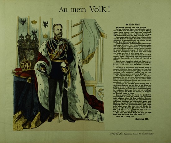 Copy of a declaration from Frederick III to his subjects, 12th March 1888 de German School