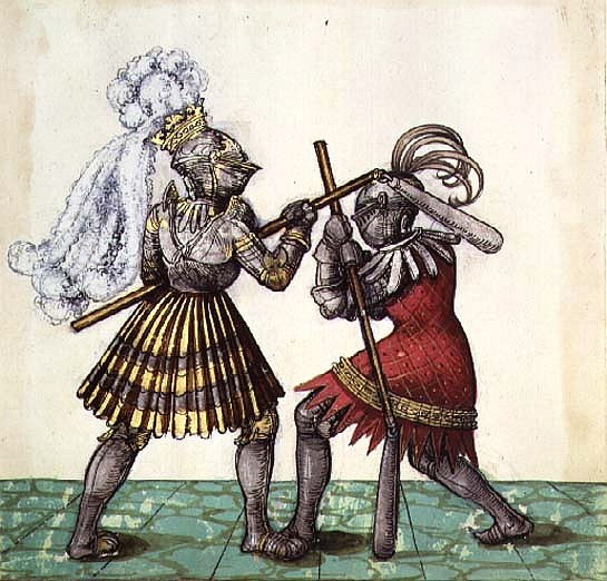 Fol.83 Emperor Maximilian I of Germany (1459-1519) engaged in man-to-man combat, from the ''Freydal  de German School