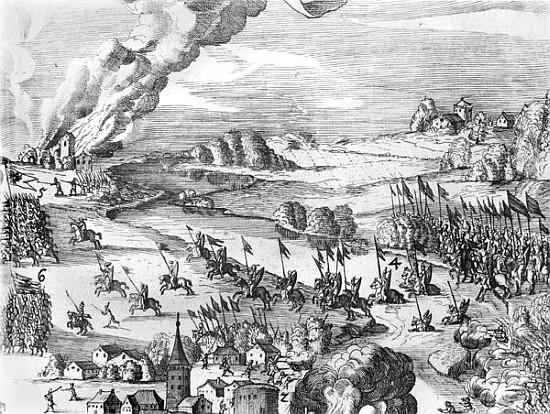 General view of the battle of Muhlberg, detail, 24th April 1547  (see also 217805 to 217810) de German School