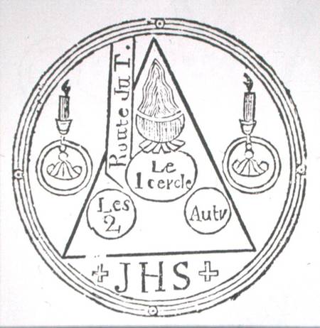 Magic Circle, copy of an illustration from 'Dreyfacher Hollenzwang' by Dr Faustens, Passau 1407, Rep de German School