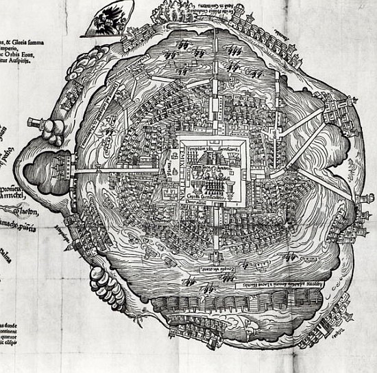 Map of Tenochtitlan from ''Praeclara Ferdinandi Cortesii de Nova Maris Oceani Hispania Narrati'' de German School