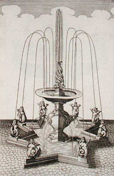 Mermaid fountain, from 'Architectura Curiosa Nova', by Georg Andreas Bockler (1617-85) de German School