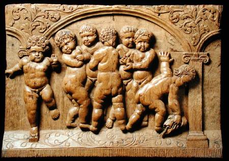 Relief panel depicting a group of putti de German School