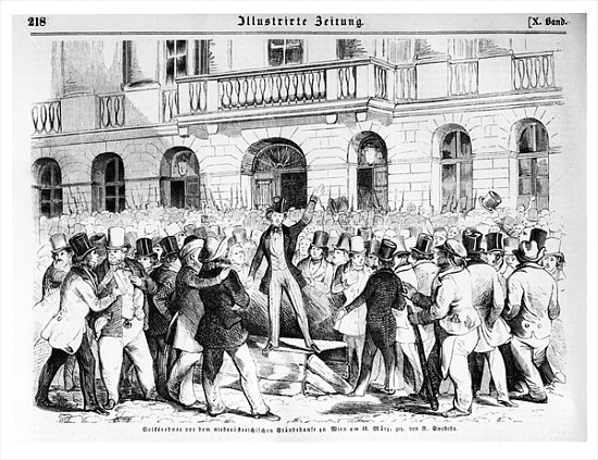 Revolt in Vienna on 30th March 1848, illustration from ''Illustrierte Zeitung'' de German School