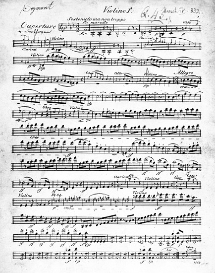 Sheet Music for the Overture to ''Egmont'' Ludwig van Beethoven, written between 1809-10 de German School