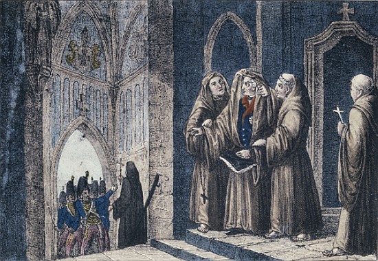 The Monks covering the King with a drape in the Camenz Convent de German School