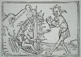 The Devil Belial before the Gates of Hell, from 'Das Buch Belial', published in Augsburg