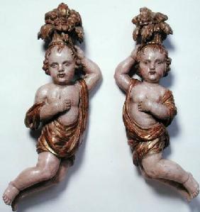 Pair of Cherubs (carved wood)
