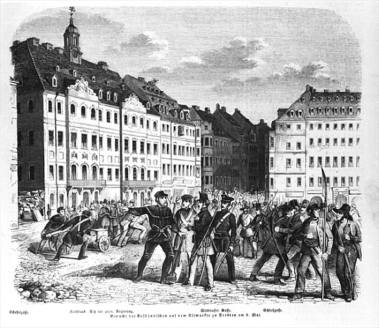 Uprising in Dresden on 6th March 1848, illustration from ''Illustrierte Zeitung'' de German School