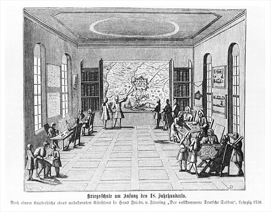 War school, illustration from ''Der vollkommene Deutsche soldat'' Hans Friedrich van Fleming, 1726,  de German School