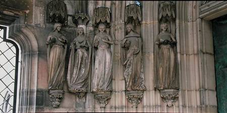 The Five Wise Virgins, jamb figures from the Paradise Portal, figures carved c.1250 de German School