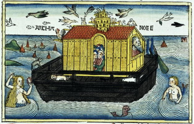 Genesis 6:11-24 Noah's Ark, from the Nuremberg Bible (coloured woodcut) de German School, (15th century) (after)