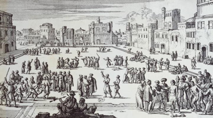 Slave Market in Algiers (engraving) de German School, (17th century)