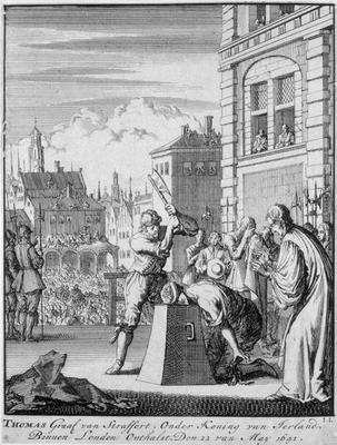 The Execution of the Earl of Strafford (1593-1641) on Tower Hill, 12th May 1641 (engraving) de German School, (17th century)